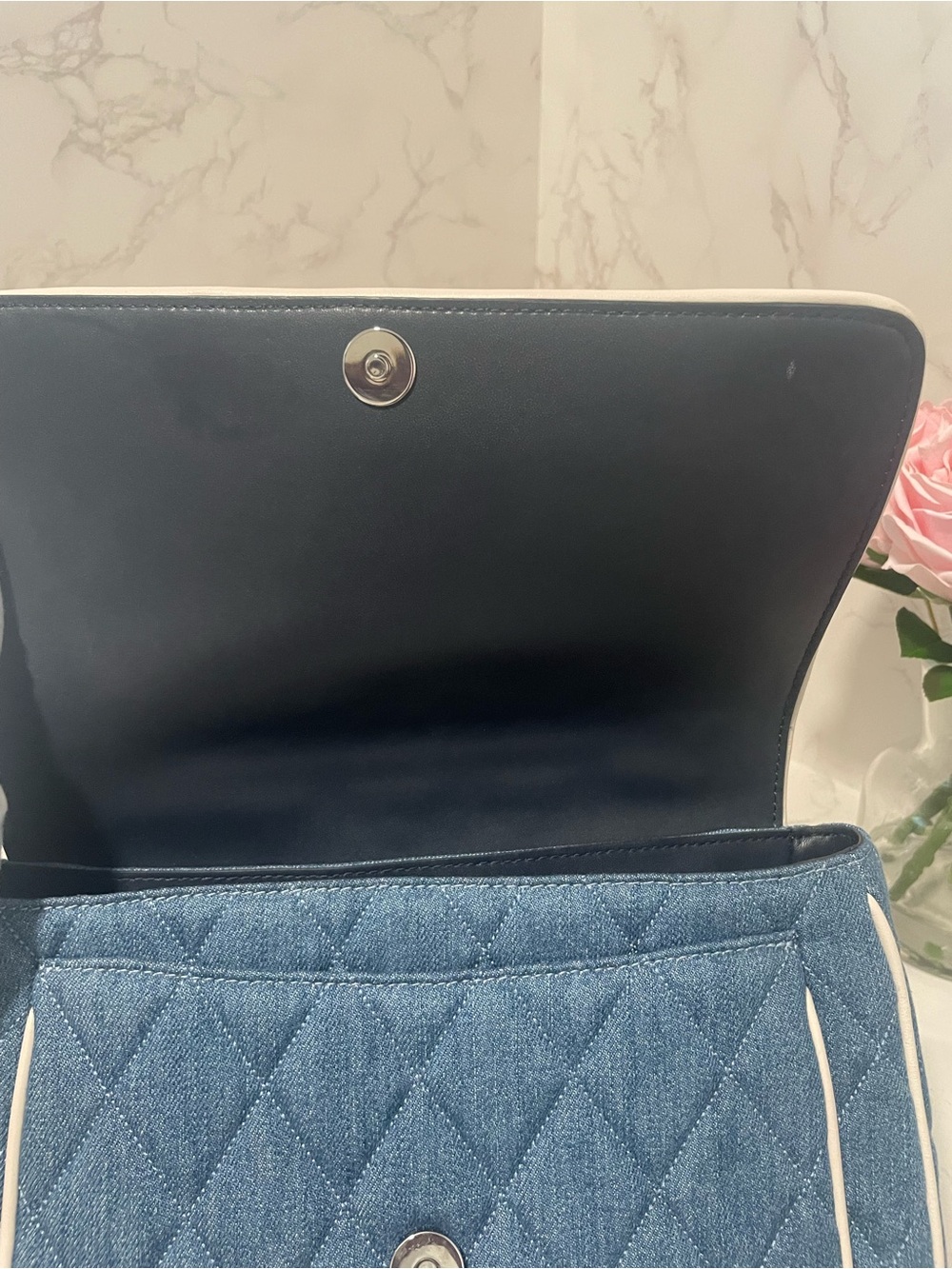 Kate Spade Carey Quilted Denim Medium Flap Shoulder/Crossbody Bag – Blue Multi - Picture 9 of 10
